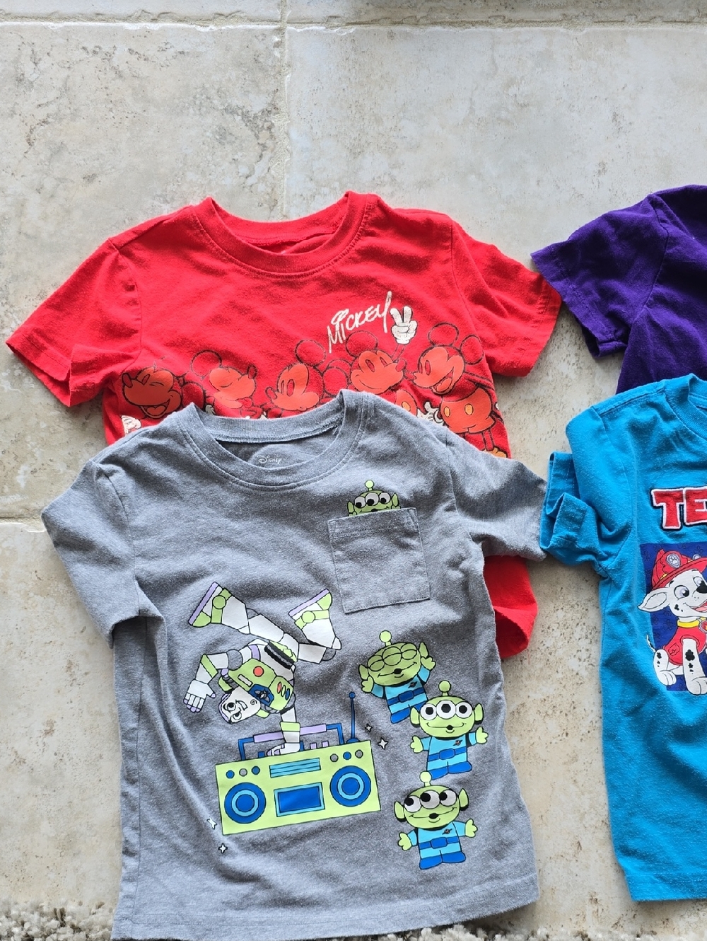 Kids Graphic Tee Bundle - 5 Shirt Lot (Disney, Nickelodeon, Bluey) Sizes 4T & 5T